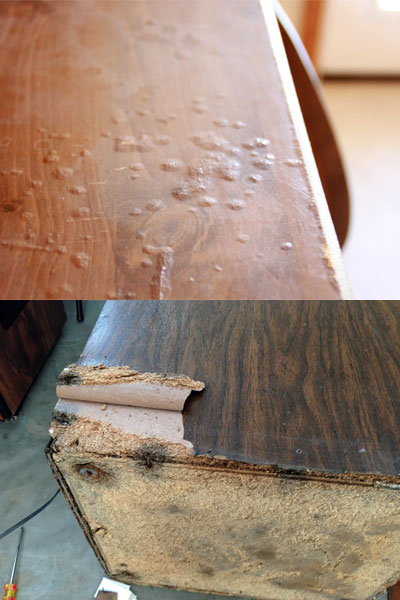 Water Damaged Laminate and Wood Particle Board